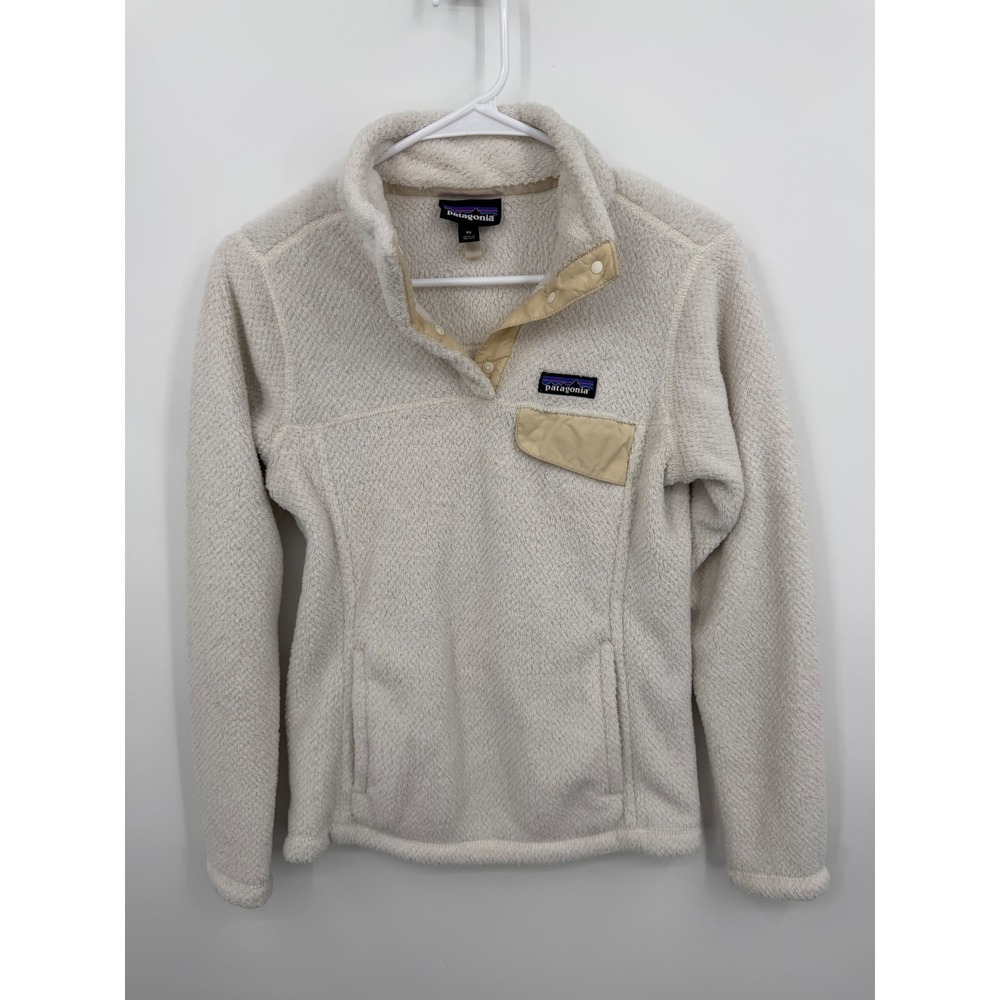 Patagonia Re-Tool Snap-T Fleece Pullover Womens XS White Cream Pocket 25443